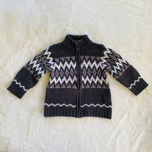 The Children's Place Boy’s Gray Zip-Up Sweater size 24 months Nordic